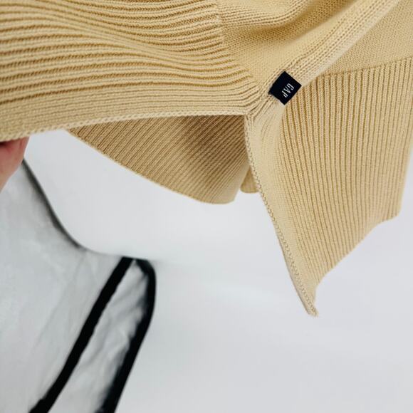 GAP Oversized Cotton Sweater Beige Ribbed Crewneck Side Slits Pullover Size XXL - Picture 5 of 10
